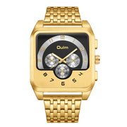 gold men's square quartz watch, view 3 - MRSLM