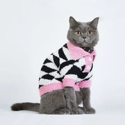winter fleece dog sweater with rhombus print, view 3 - MRSLM