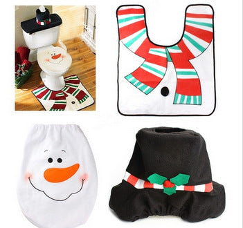 Christmas toilet seat cover and rug bathroom set, view 3 - MRSLM