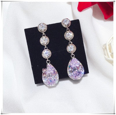 Zircon Crystal Earrings Tassels Long Fashion Women