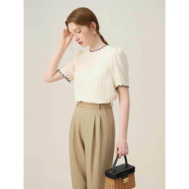 lace neckline knitted top, view 5 - MRSLM