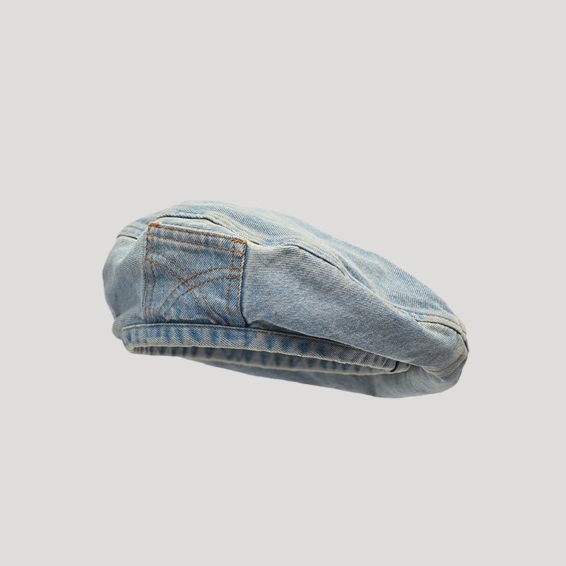 washed denim beret, view 9 - MRSLM