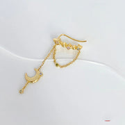 sterling silver star moon tassel ear clip, view 3 - MRSLM