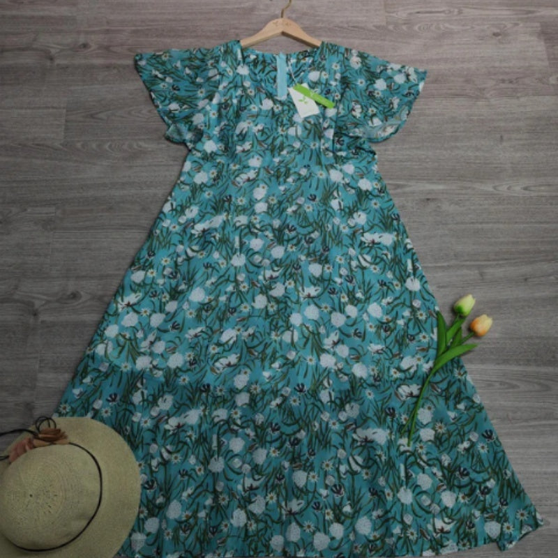 green printed short sleeve dress, view 5 - MRSLM