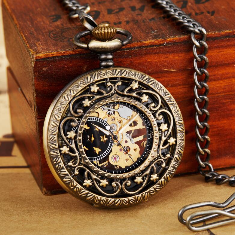 hollow carved mechanical pocket watch, view 2 - MRSLM