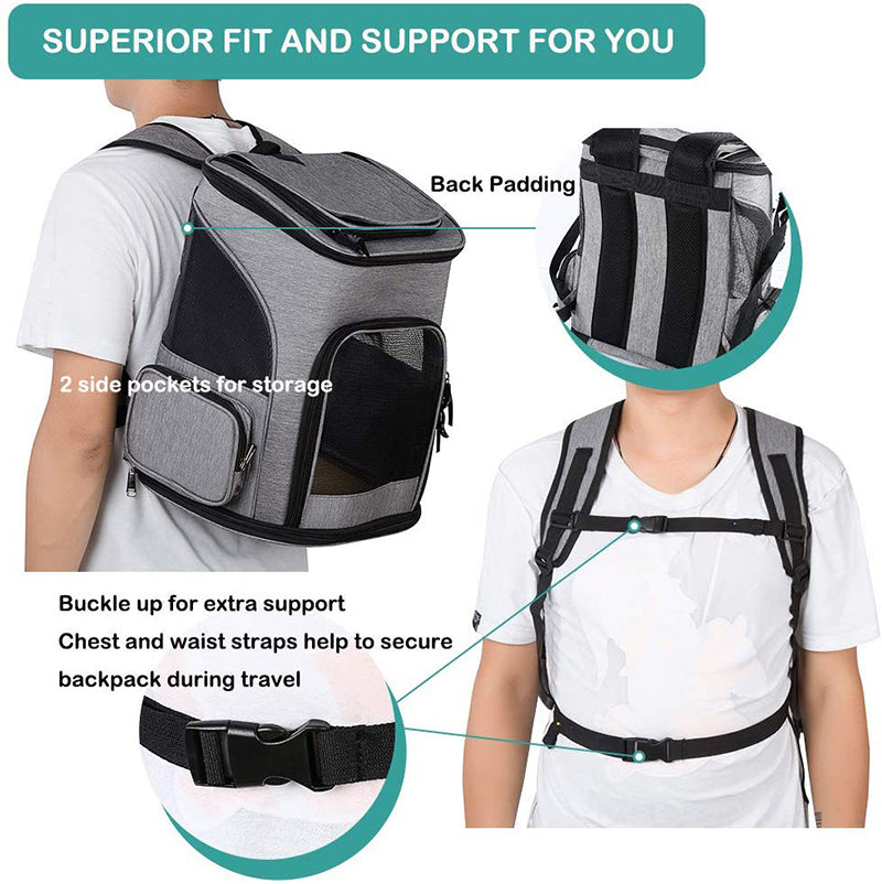 breathable small dog and cat backpack, view 4 - MRSLM