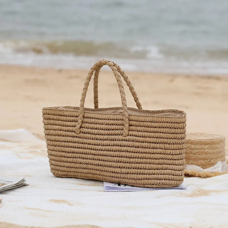 large straw tote bag, view 2 - MRSLM