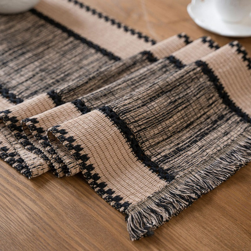 woven cotton-linen table runner, view 5 - MRSLM