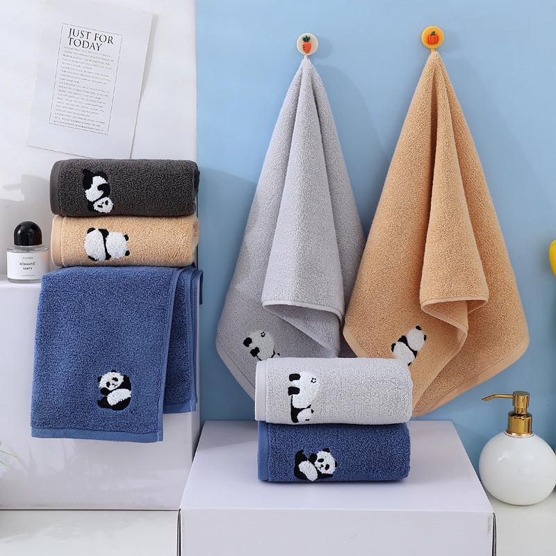 Panda embroidered cotton face towel, view 7 - MRSLM