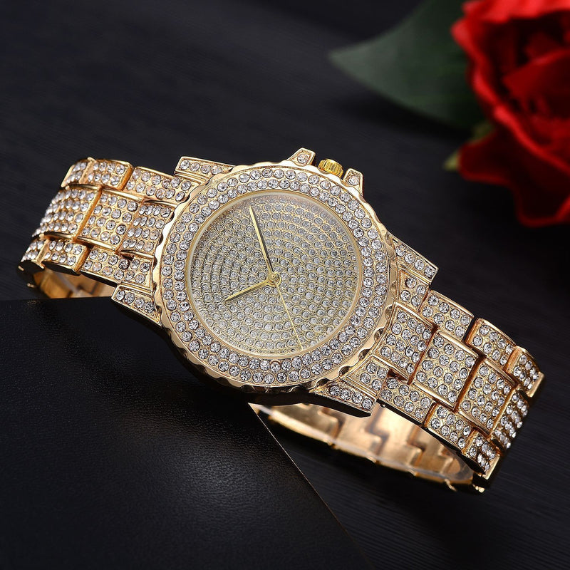 simple stone-accent steel band ladies watch, view 5 - MRSLM