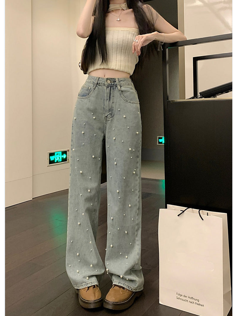Women's Summer High Waist Straight Wide Leg Jeans