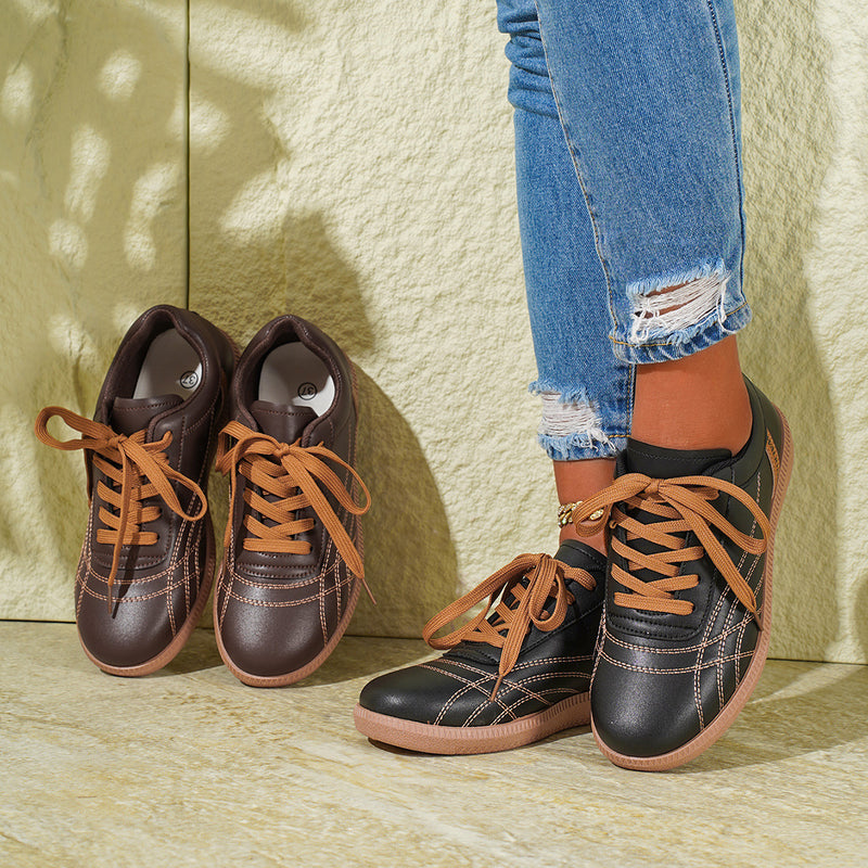 Retro lace-up thick-sole sneakers, view 4 - MRSLM