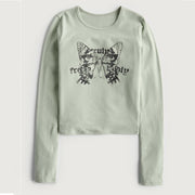 women's vintage print long sleeve t-shirt, view 2 - MRSLM
