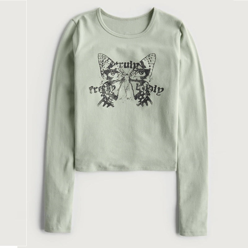 women's vintage print long sleeve t-shirt, view 2 - MRSLM