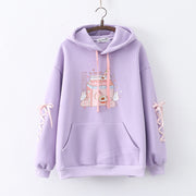 cartoon bunny peach drink fleece hoodie, view 10 - MRSLM