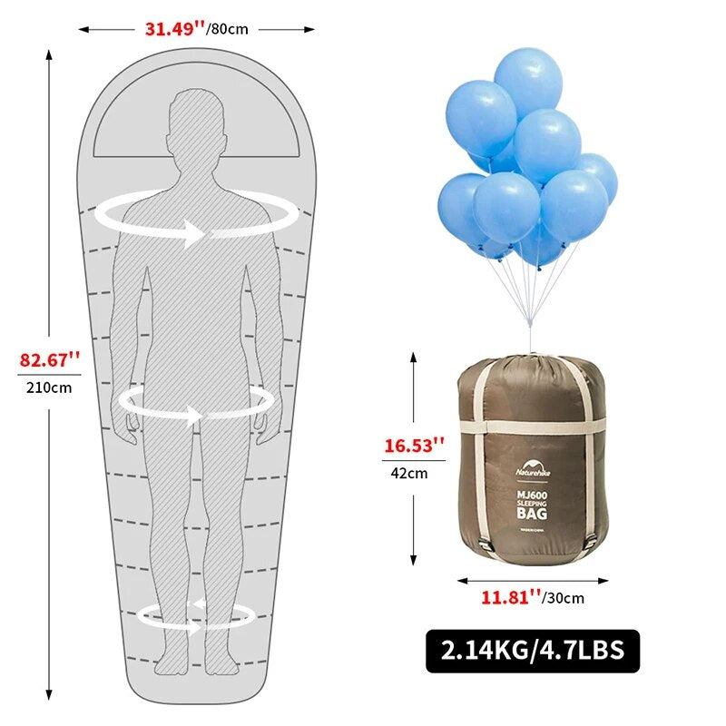 lightweight mummy sleeping bag, view 7 - MRSLM