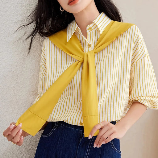 yellow striped button-down shirt - MRSLM