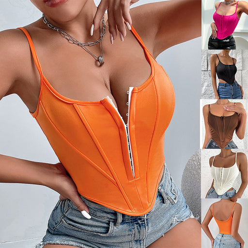 Women's single-breasted crop corset camisole - MRSLM