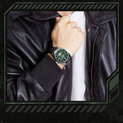 men's leather band quartz watch, view 3 - MRSLM