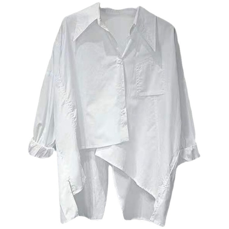 women's thin loose back slit long sleeve shirt, view 4 - MRSLM