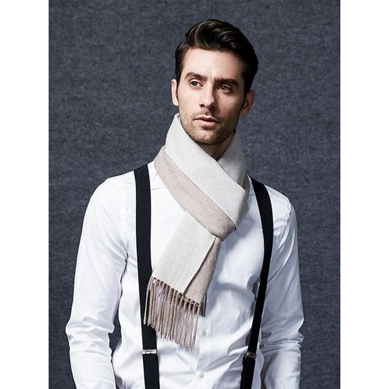 double-sided wool houndstooth scarf, view 9 - MRSLM
