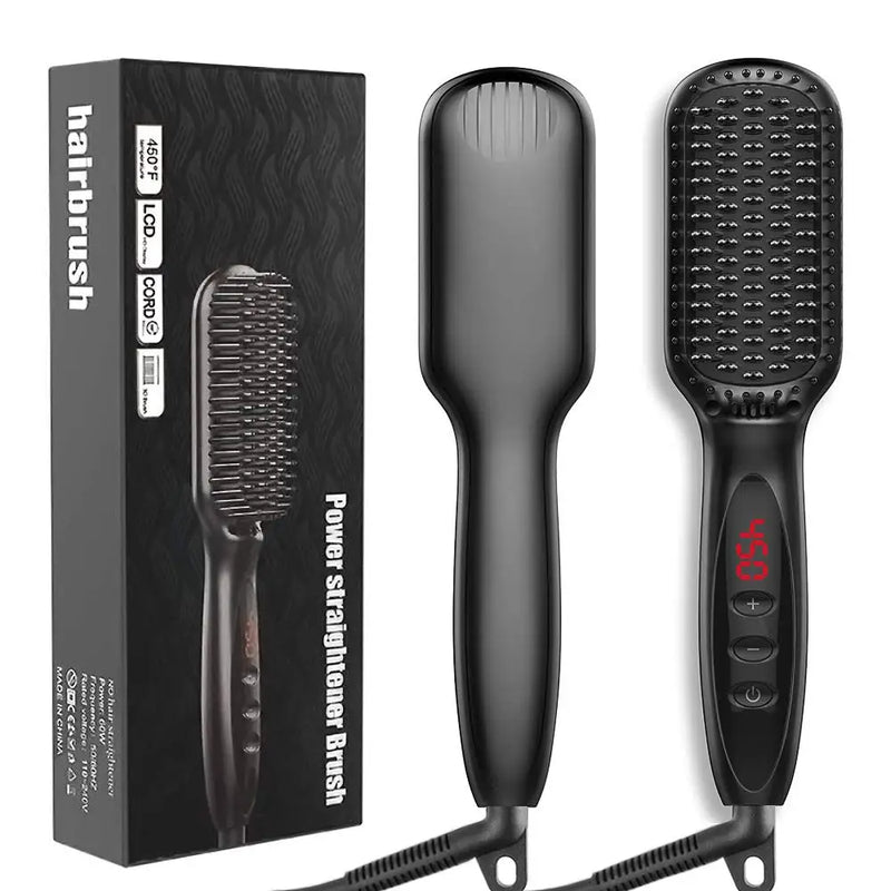 ceramic ionic hair straightener brush, view 2 - MRSLM