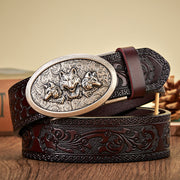 men's 3.5CM retro leather belt wolf buckle, view 2 - MRSLM