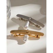 18k gold plated pearl hair clip, view 4 - MRSLM