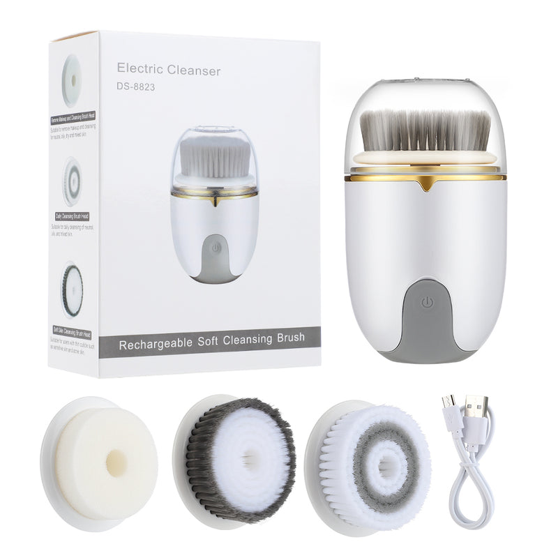 electric facial cleansing brush with 360 rotation, view 2 - MRSLM