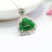silver inlaid jade pendant, view 3 - MRSLM