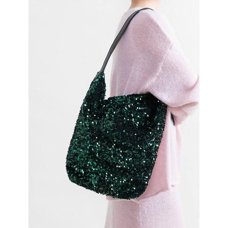 sparkling sequin hobo evening purse, view 7 - MRSLM