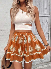 Printed wide-leg casual shorts for women, view 7 - MRSLM