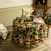 round tassel tablecloth dark brown, view 2 - MRSLM