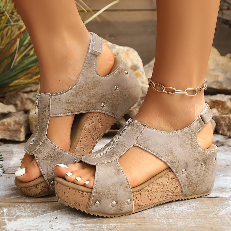 Zipper wedge sandals, view 10 - MRSLM