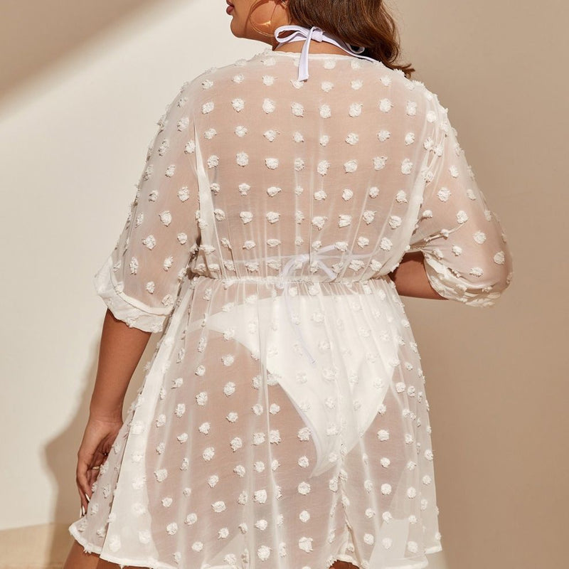 Jacquard hollow beach cover-up dress, view 4 - MRSLM