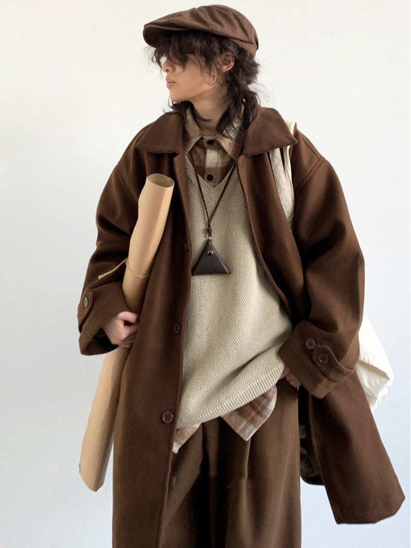 retro brown lapel coat, view 4 - MRSLM
