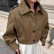 khaki lapel single-breasted coat, view 4 - MRSLM