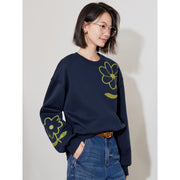 women's floral round neck pullover, view 10 - MRSLM