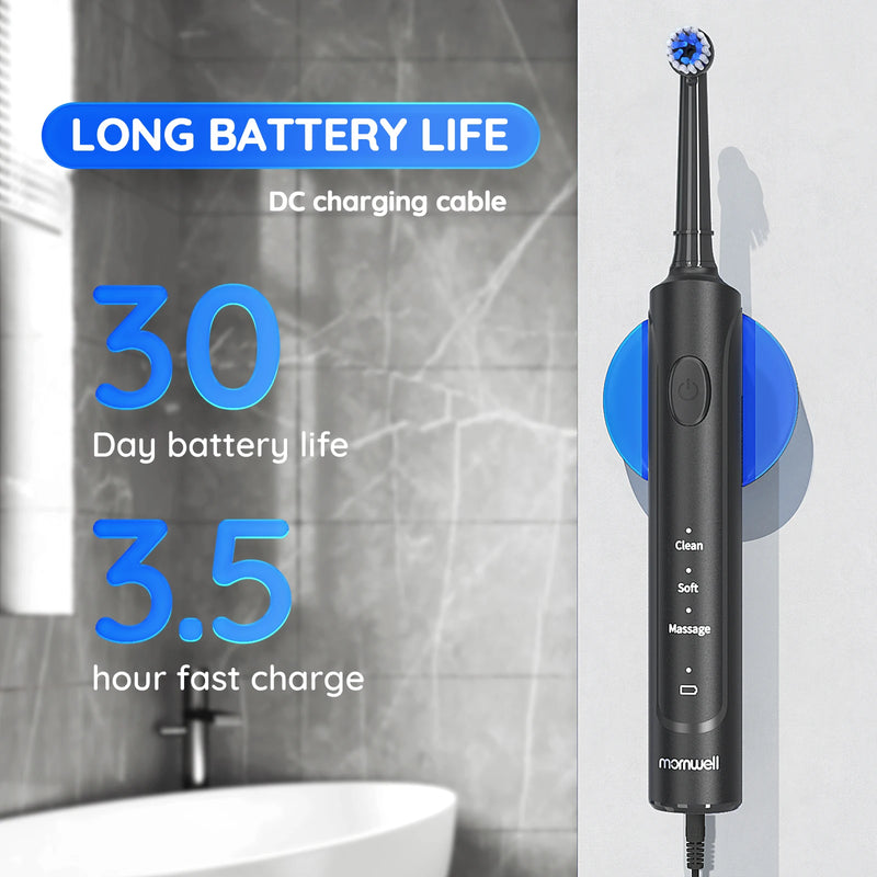 Rotating electric toothbrush, view 3 - MRSLM