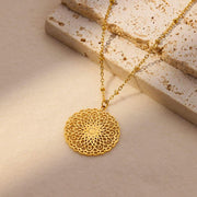 Gold floral pendant necklace for women - MRSLM