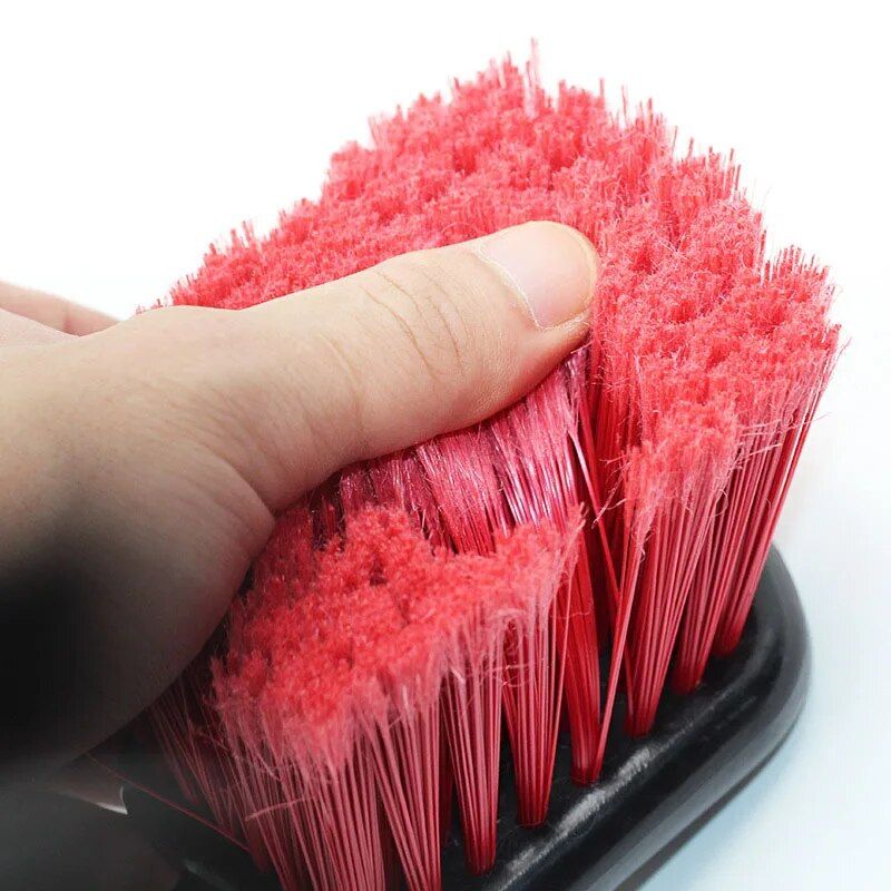 Compact Car & Motorcycle Detailing Brush with Red Bristles