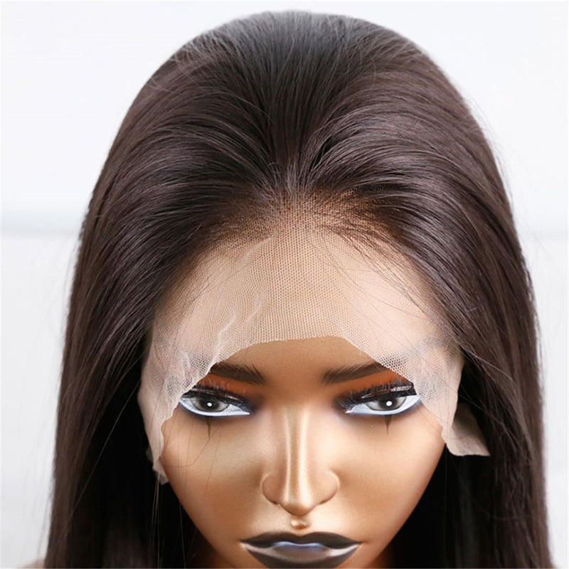 13x4 front lace long straight wig side bangs, view 2 - MRSLM