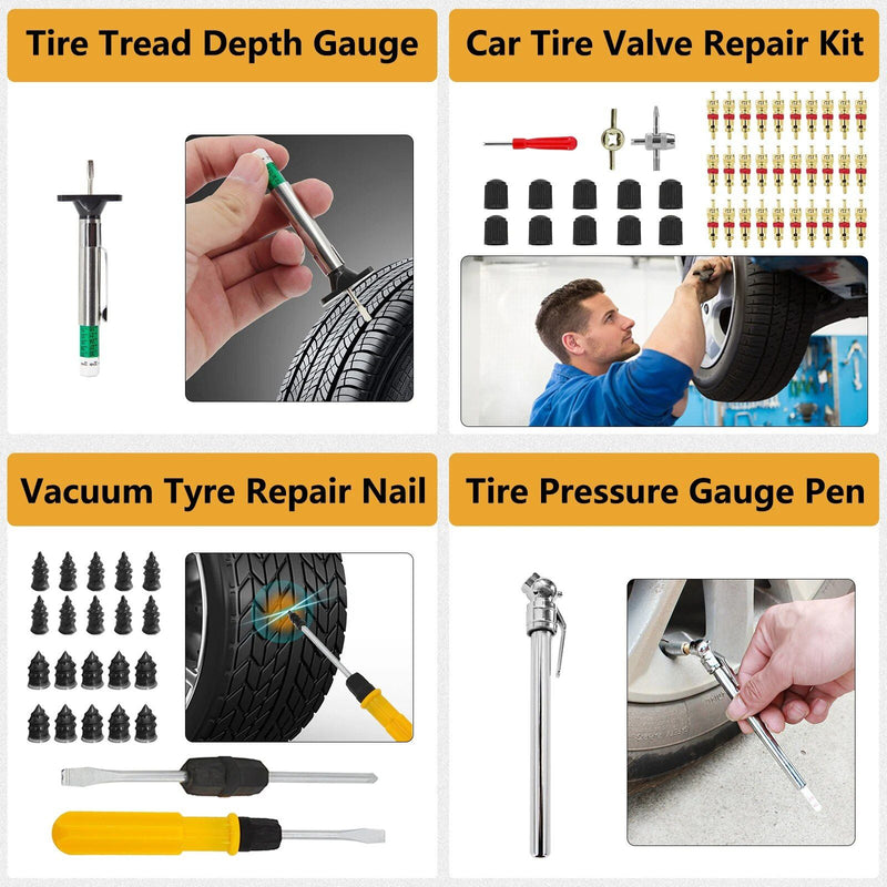 Car tire repair and emergency tool set, view 9 - MRSLM