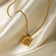 18k gold plated zircon malachite pendant necklace, view 5 - MRSLM