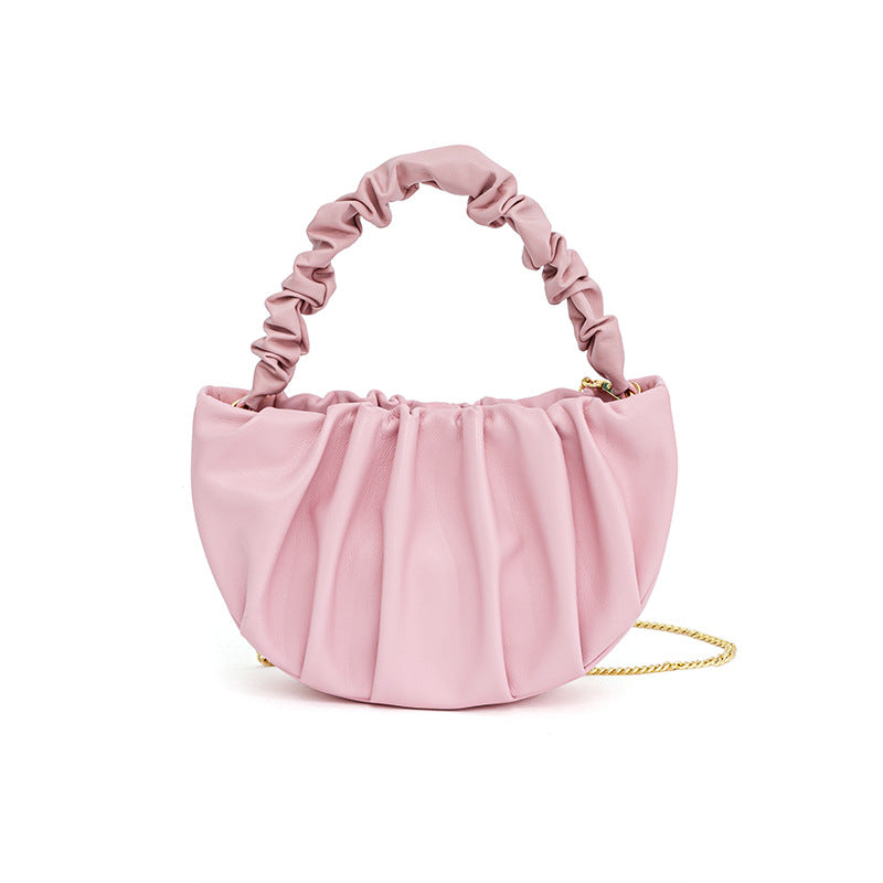 sheepskin pleated crossbody bag, view 2 - MRSLM