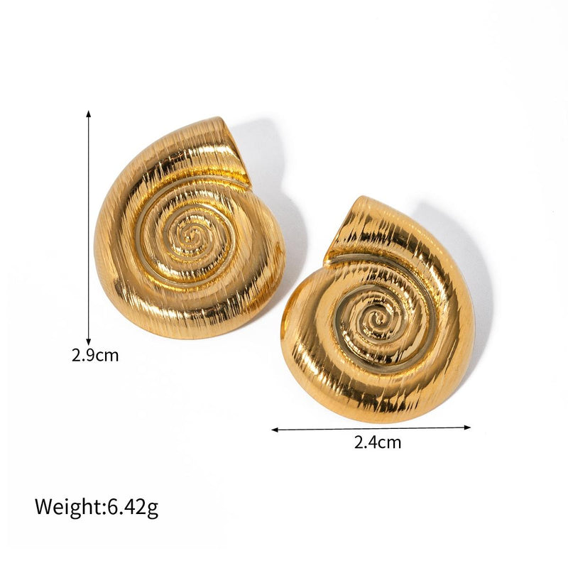 Gold-plated spiral conch earrings, view 8 - MRSLM