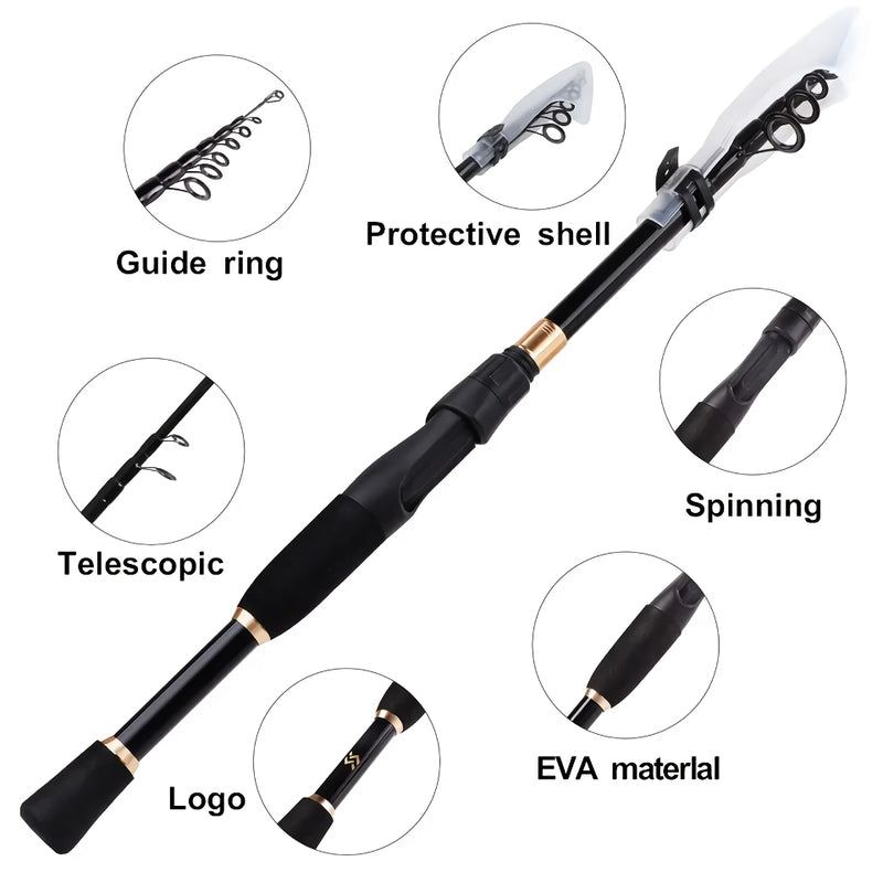 ultralight telescopic spinning fishing rod, view 7 - MRSLM