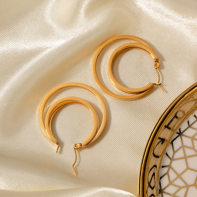 18k gold plated double coil earrings, view 7 - MRSLM