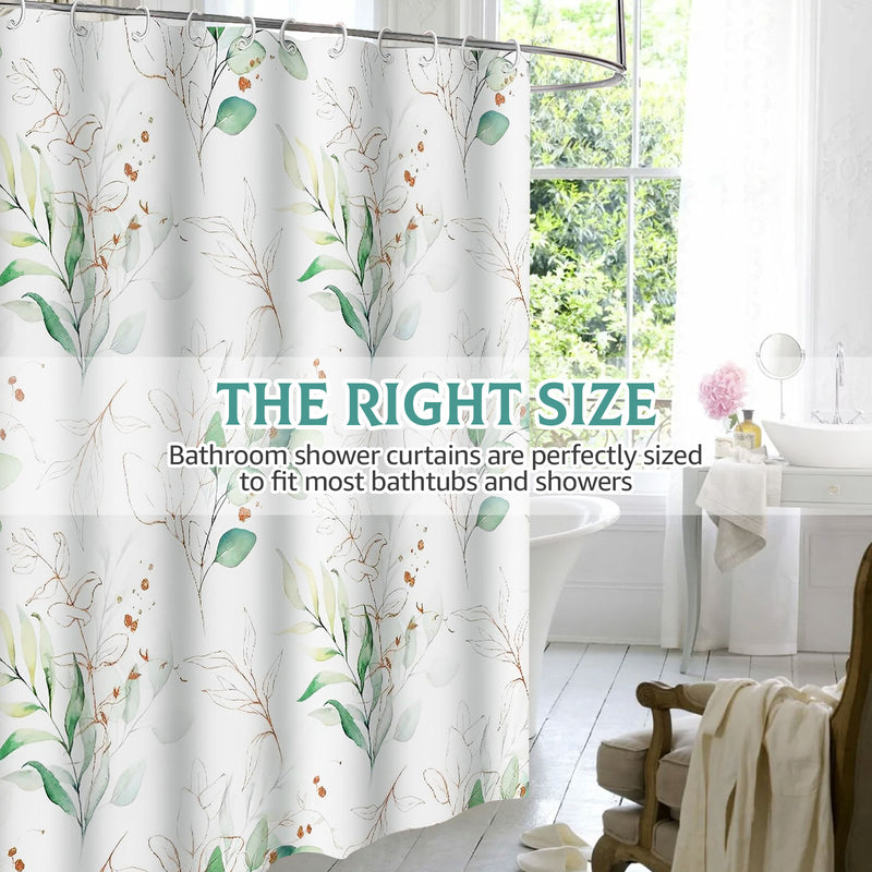 leaf pattern waterproof shower curtain, view 6 - MRSLM