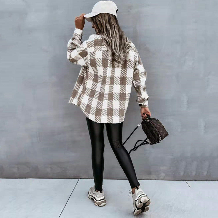 Women's plaid shirt jacket, view 3 - MRSLM